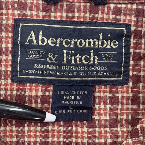 Men’s Abercrombie and Fitch Vintage Red Plaid Flannel Button Down Shirt‎ Large - Picture 4 of 9